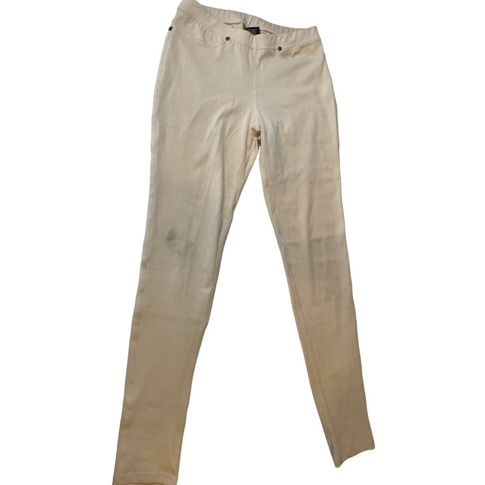 Lidy Women Jeans Denim Jeggings Elastic Waistband Stretch Cotton Cream Size S-M
